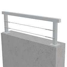 Aluminiumsgelænder med wire monteret på beton