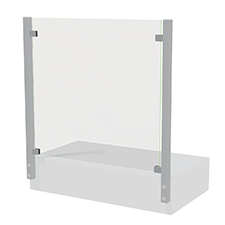 Transparent glasvæg med aluminiumsramme uden overligger