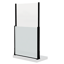 Transparent højdejusterbart glasgelænder med sorte aluminiumsprofiler